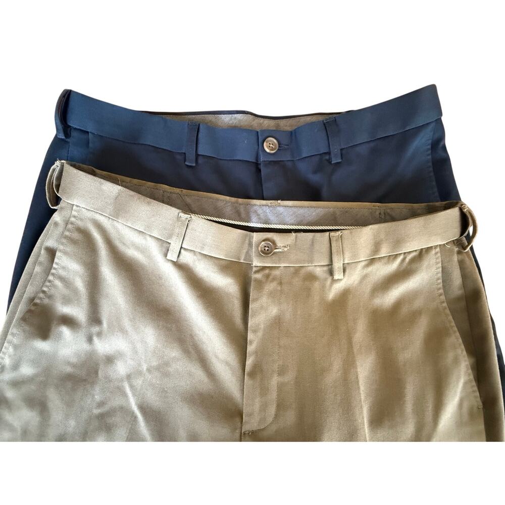 Lot of 2 Haggar Classic Premium No Iron Khaki Pants 36X30 Office Business Work